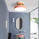 Modern Wooden Canopy Circular Semi Flush Ceiling Light - Image 8