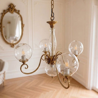 Multi-Arm Glass Chandelier With Spherical Globes - Image 10