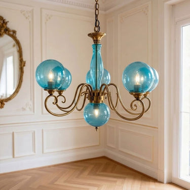 Multi-Arm Glass Chandelier With Spherical Globes - Image 12