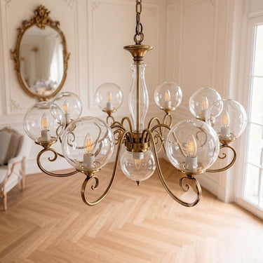 Multi-Arm Glass Chandelier With Spherical Globes - Image 16