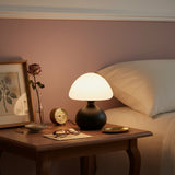 Mushroom Lamp With Opalescent Glass Shade And Matte Black Base - Image 5