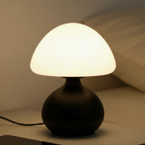 Mushroom Lamp With Opalescent Glass Shade And Matte Black Base - Image 4