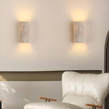 Natural Stone Cylinder Wall Sconce With Integrated LED Light - Image 1