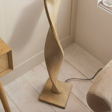 Oak Wood Twisted Floor Lamp - Image 3