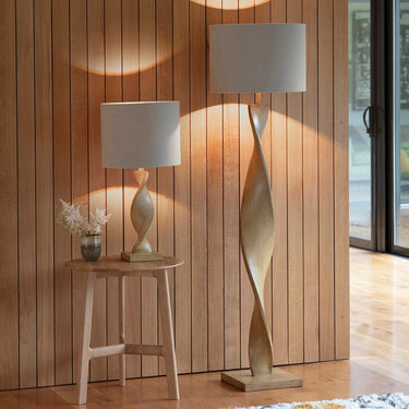 Oak Wood Twisted Floor Lamp - Image 8