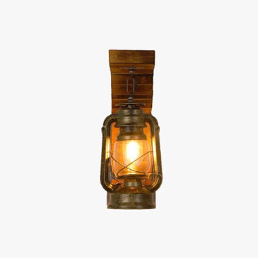 Pine Wood Wall Sconce Lantern With Metal Frame - Image 6