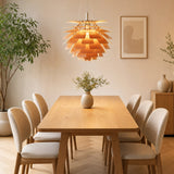 Pinecone Chandelier With Layered Leaf Metal Design - Image 3
