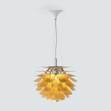 Pinecone Chandelier With Layered Leaf Metal Design - Image 4
