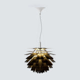 Pinecone Chandelier With Layered Leaf Metal Design - Image 7