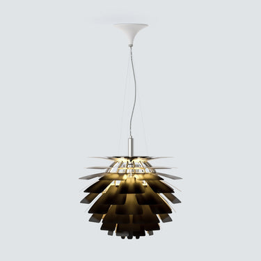 Pinecone Chandelier With Layered Leaf Metal Design - Image 7