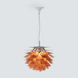 Pinecone Chandelier With Layered Leaf Metal Design - Image 8