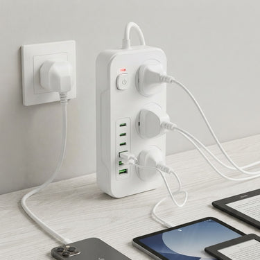Power Strip With 3 AC Outlets 6 USB Ports And 2M Extension Cable 9-in-1 Charging Hub - Image 3