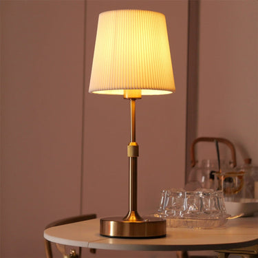 Rechargeable Telescopic Table Lamp With Pleated Fabric Shade - Image 1