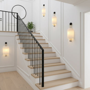 Ribbed Glass Lantern Wall Sconce With Twin Stems - Image 7