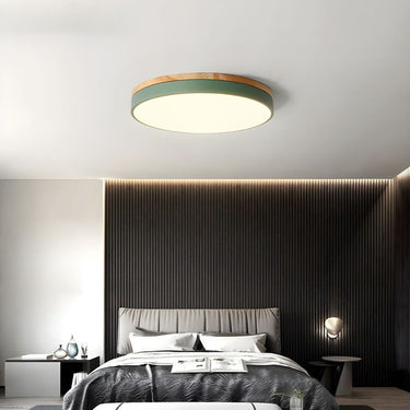 Round Flush Ceiling Light With Solid Wood Rim - Image 10