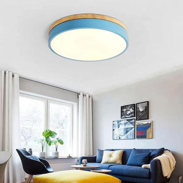Round Flush Ceiling Light With Solid Wood Rim - Image 16