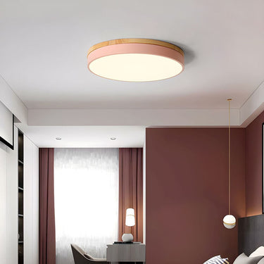 Round Flush Ceiling Light With Solid Wood Rim - Image 17