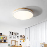 Round Flush Ceiling Light With Solid Wood Rim - Image 3