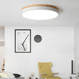 Round Flush Ceiling Light With Solid Wood Rim - Image 4