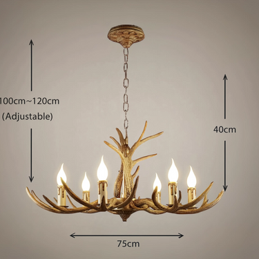 Rustic Antler Chandelier With Wood-Effect Finish - Image 2