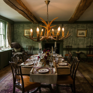 Rustic Antler Chandelier With Wood-Effect Finish - Image 3