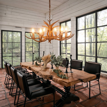 Rustic Antler Chandelier With Wood-Effect Finish - Image 7