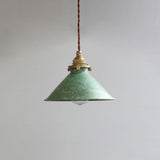 Rustic Cone Metal Pendant Light With Brass Fitting - Image 3