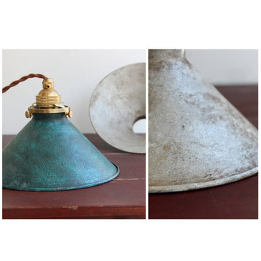 Rustic Cone Metal Pendant Light With Brass Fitting - Image 8