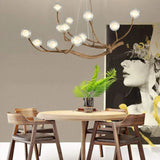 Rustic Tree Branch Chandelier With 12 Glass Globe Lights - Image 3
