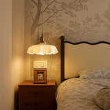 Scalloped Glass Pendant Light With Brass Fitting - Image 3