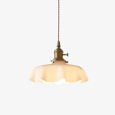 Scalloped Glass Pendant Light With Brass Fitting - Image 6