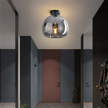 Semi Flush Mount Spherical Glass Ceiling Light With Copper Finish - Image 1