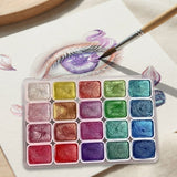 Shimmer Watercolor Paint Set 20 Vibrant With Glitter Effect For Luminous Artwork - Image 7