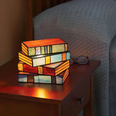 Stained Glass Book Lamp With Warm Illumination - Image 1