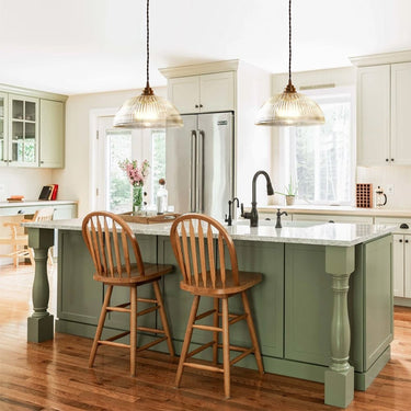 Striped Glass Dome Pendant Light With Brass Finish - Image 3