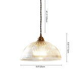 Striped Glass Dome Pendant Light With Brass Finish - Image 7