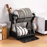 Sturdy 2 Tier Dish Drainer With Drainboard And Cutlery Holder For Organized Drying - Image 1