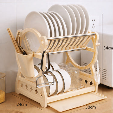 Sturdy 2 Tier Dish Drainer With Drainboard And Cutlery Holder For Organized Drying - Image 5