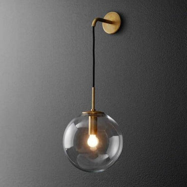 Swing Arm Globe Wall Light Sconce With Glass Shade - Image 3