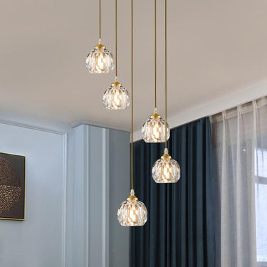 Swirl Crystal Dome Cluster Pendant Light With Metal Canopy - Image 1