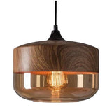 Tinted Glass Wood Pendant Light With Adjustable Cable - Image 2