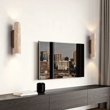 Travertine LED Up And Down Wall Light With Japandi Glow - Image 7