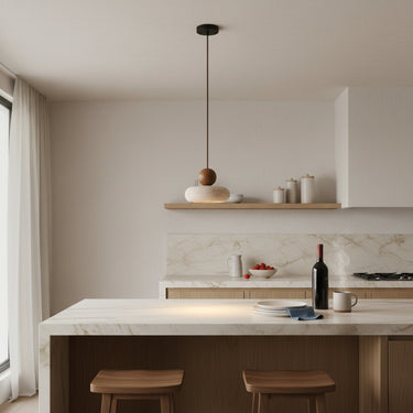 Travertine Pendant Light With Natural Stone Shade - Image 1