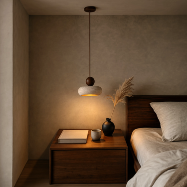 Travertine Pendant Light With Natural Stone Shade - Image 2
