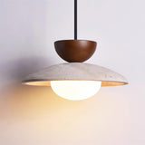 Travertine Pendant Light With Wooden Accent - Image 5