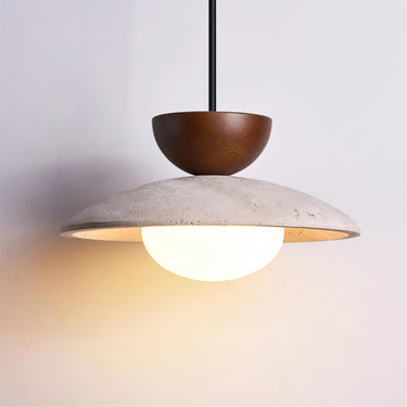 Travertine Pendant Light With Wooden Accent - Image 5