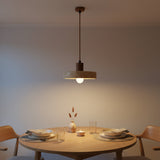 Travertine Ring Pendant Light With Wood Base - Image 1