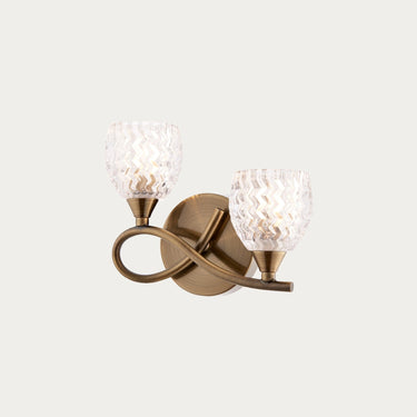 Twin Wall Light With Curved Metal Arms And Cut Glass Shades - Image 1