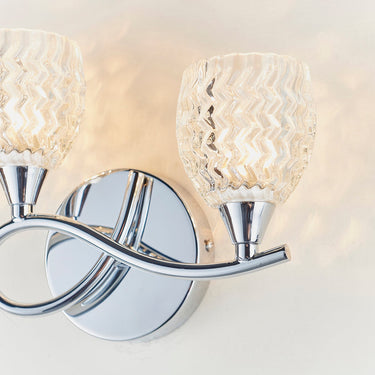 Twin Wall Light With Curved Metal Arms And Cut Glass Shades - Image 8