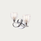 Twin Wall Light With Curved Metal Arms And Cut Glass Shades - Image 2